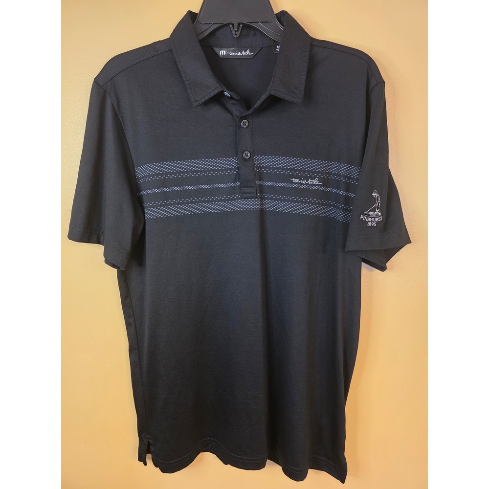 TravisMathew Mens Black Pinehurst 1895 Pima Cotton Blend Golf Polo Shirt Medium